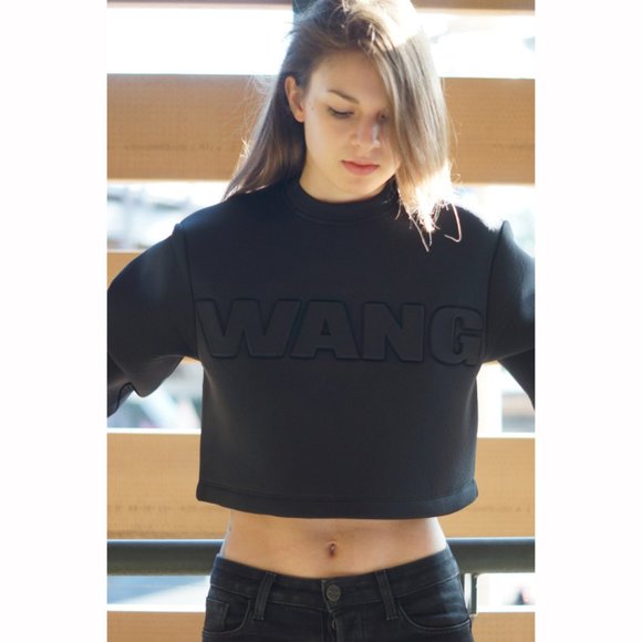 Alexander Wang Black Cropped Sweatshirt - Picture 1 of 8